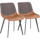 Outlaw Accent Chair in Brown Leatherette & Grey Fabric (Set of 2)